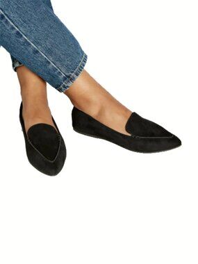JustFab Campbell Black Faux-suede Slip On Loafer Women's Size 5.5